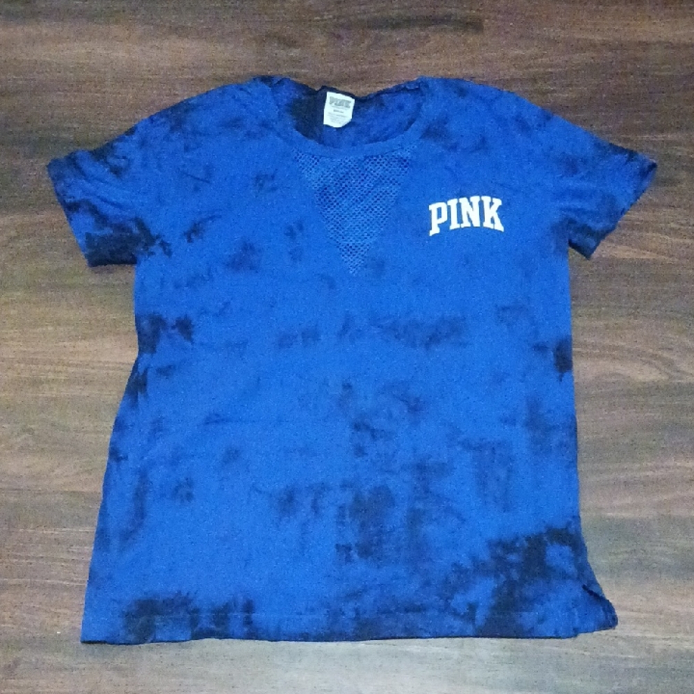 PINK Victoria's Secret Womens Blue Tie-Dye Tee